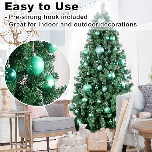 Vista 1074 de 18 esferas medianas decorativas navideñas para árbol de Navidad, inastillables, para colgar, color púrpura, 2.5 pulgadas, paquete de 18