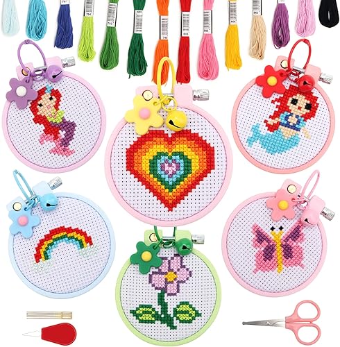 Windspeed Paquete de 6 kits de punto de cruz para niños de 7 a 13 años, kits de iniciación de punto de aguja para principiantes, kits de iniciación disponible en Yaxa Colombia