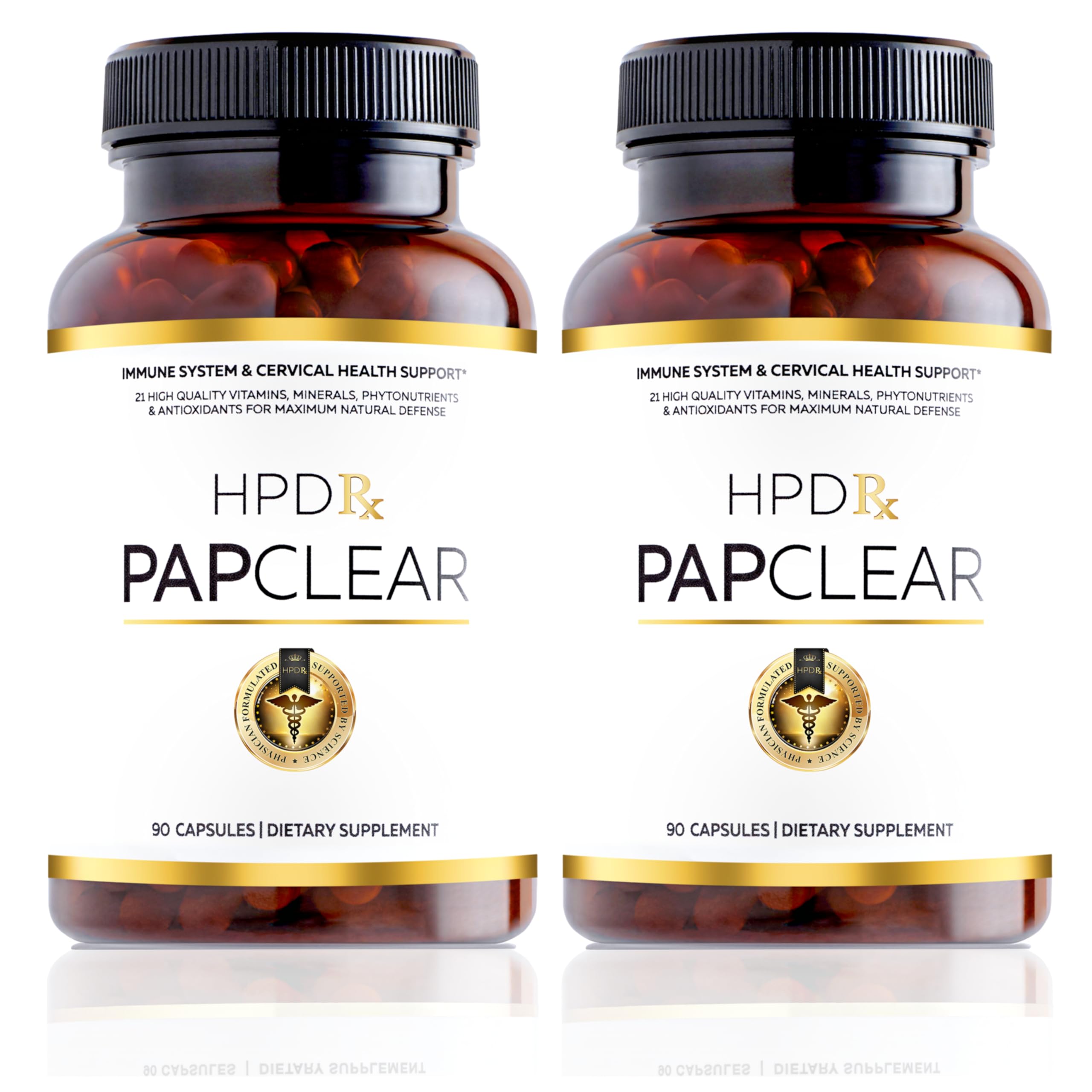 PAPCLEAR Physician Formulated | All Natural Immune Support Supplement | Advanced Powerful Immunity Booster | 21 Vitamins & Nutrients with Organic Shiitake Mushroom & Lycopene | 90 Capsules | Pack of 2