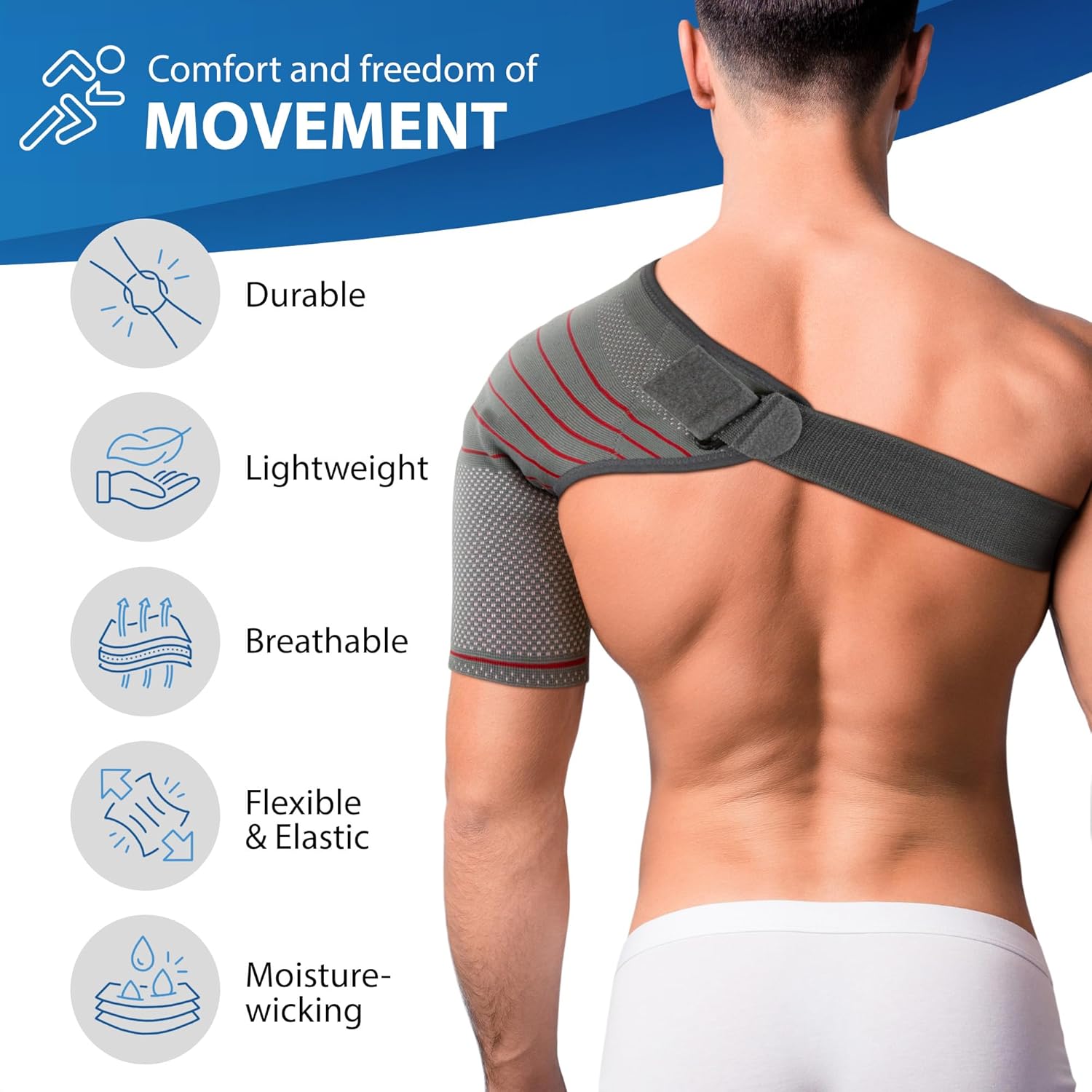 ORTONYX Shoulder Stability Brace Compression Sleeve for Rotator Cuff Support, Injury Prevention, Dislocated AC Joint, Labrum Tear, Frozen Shoulder Pain, Sprain, Soreness, Bursitis/XL