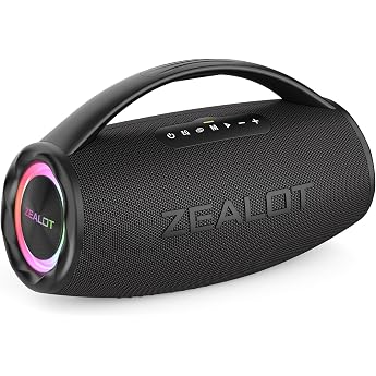 Zealot Bluetooth Speaker, Music Box Bluetooth Box for Outdoors, 100 W Peak Stereo Sound, BassUp, 16000 mAh Battery, AUX Port,
