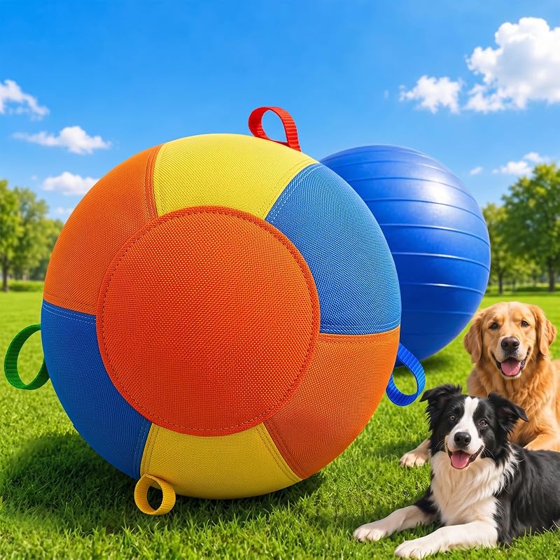 Bola de pastoreio para cães com capa reforçada e núcleo antiexplosão ROSUIH 25,4 cm, multicolorida