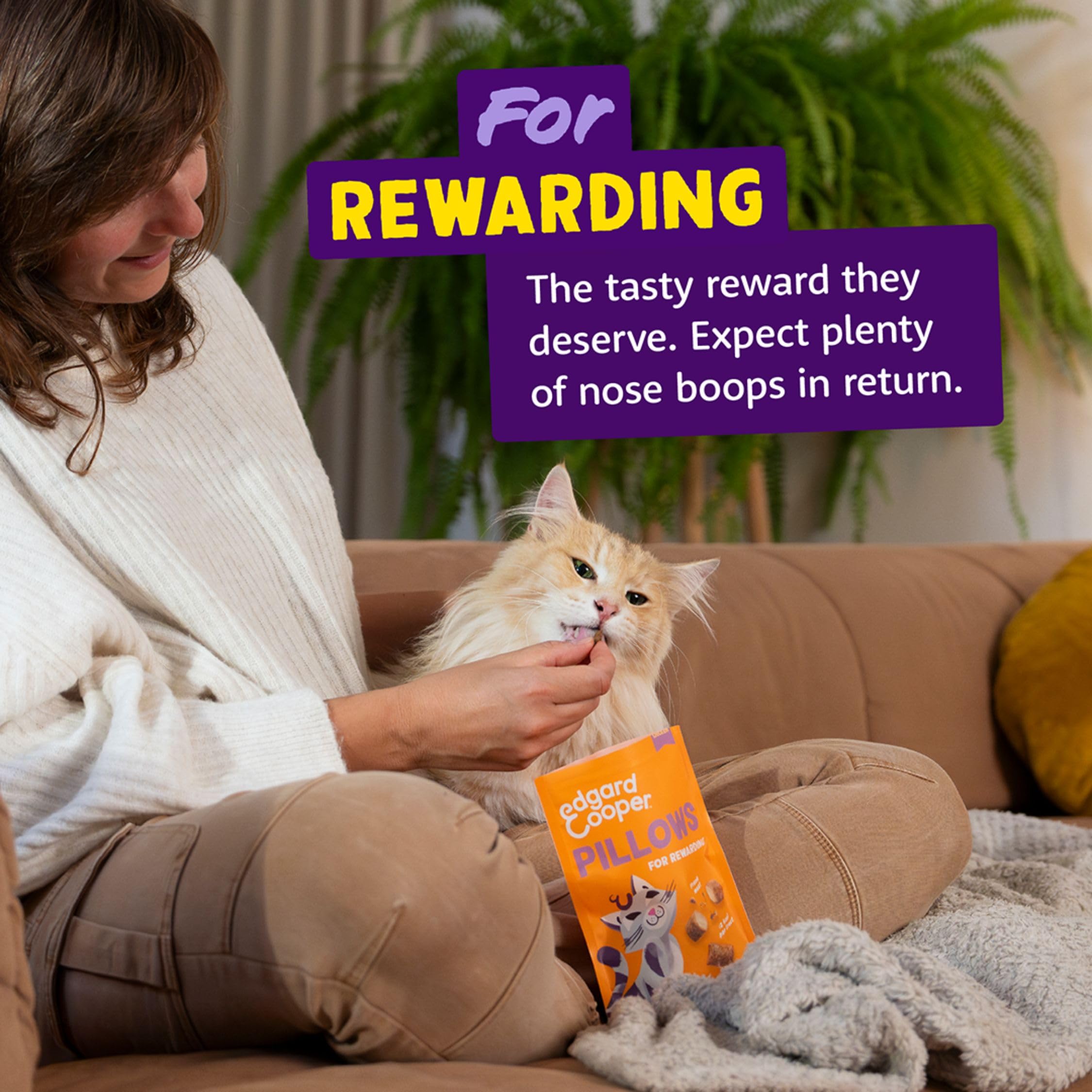 Edgard & Cooper premios Naturales para Gatos, bocaditos de Pollo (1x60g), con Carne Fresca, sin Cereales, Menos de 2kcal por Premio, Ingredientes Naturales y sin azúcares añadidos.