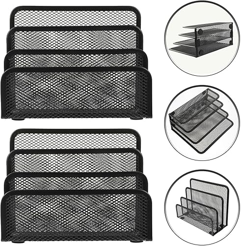 Miniatura 9 de Unomor 2 soportes para archivos de hierro, organizadores de archivos de escritorio, estantes de almacenamiento verticales para documentos de