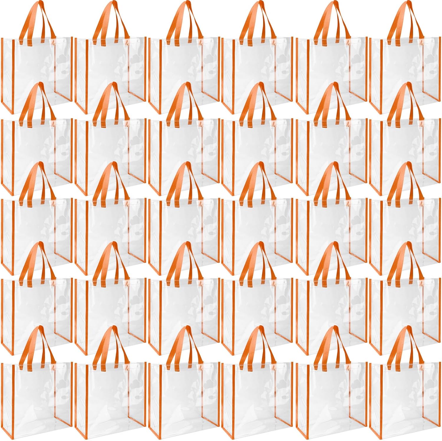 Eccliy 30 Pack 12x12x6 Inch Clear Tote Bag Stadium Approved Bulk Plastic Beach Tote Gift Bag with Handle for Gym Sports | 30 Pack, 12x12x6 Inch, Stadium Approved, Bulk, Tote Gift Bag, with Handle