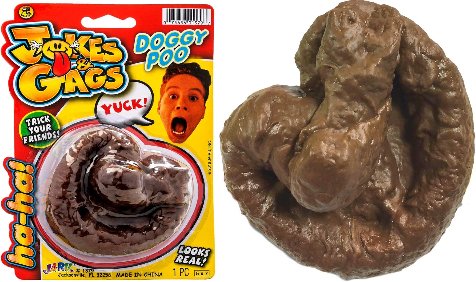 JA-RU Fake Poop Toy (1 Pack) Toilet Prank Toys, Practical Jokes & Gag Gifts for Kids. Realistic Dog & Cat Poo. Funny Office Pranks. April Fools Day Funny Toys. 1379-1A