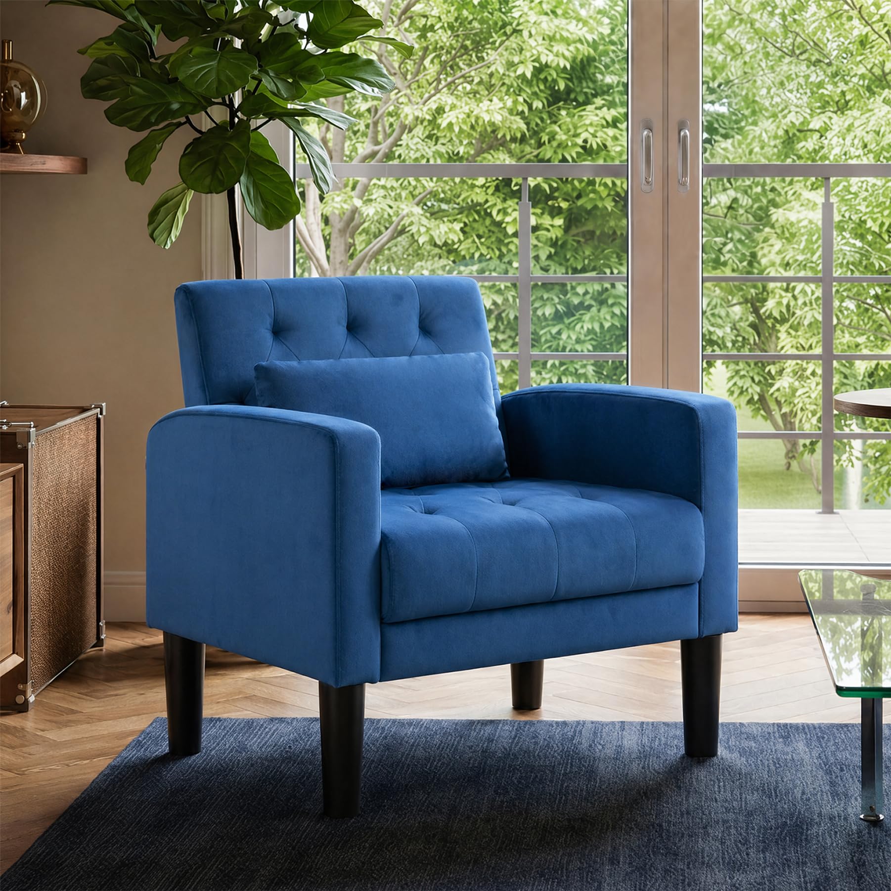GRAVFORCE Armchair Modern Accent Chair Comfy Upholstered Seats Armchairs for Living Room Bedroom Dining Room Blue โ image 1