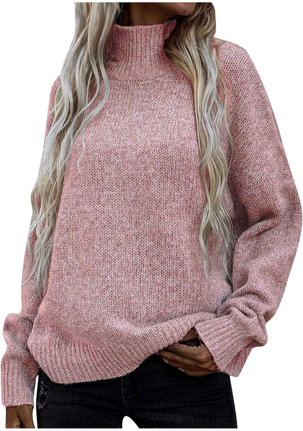 Women Turtleneck Pullover Sweater Cable Ribbed Slim Long Sleeve Basic Jumper Top Soft Solid Winter Sweaters Tops