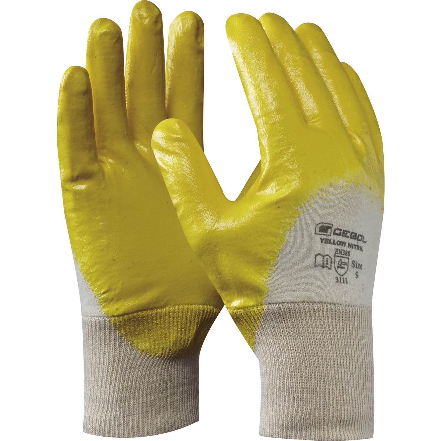 Nitrilhandschuhe Gelb XL (10) | 24 Paar | Baumwollträger Mit Nitril-Beschichtung | EN 388