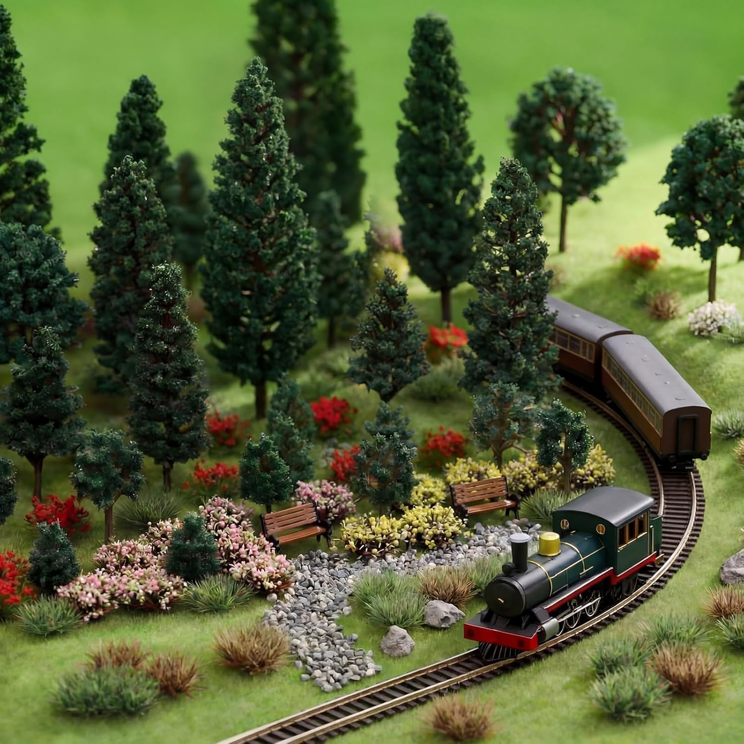 Ceenna 143 Pcs Miniature Model Trees Scenery Landscaping Kit Include Diorama Trees Artificial Grass Mat Pebbles Ho Scale Train Accessories for DIY Crafts Project Building Model Scenery Landscape