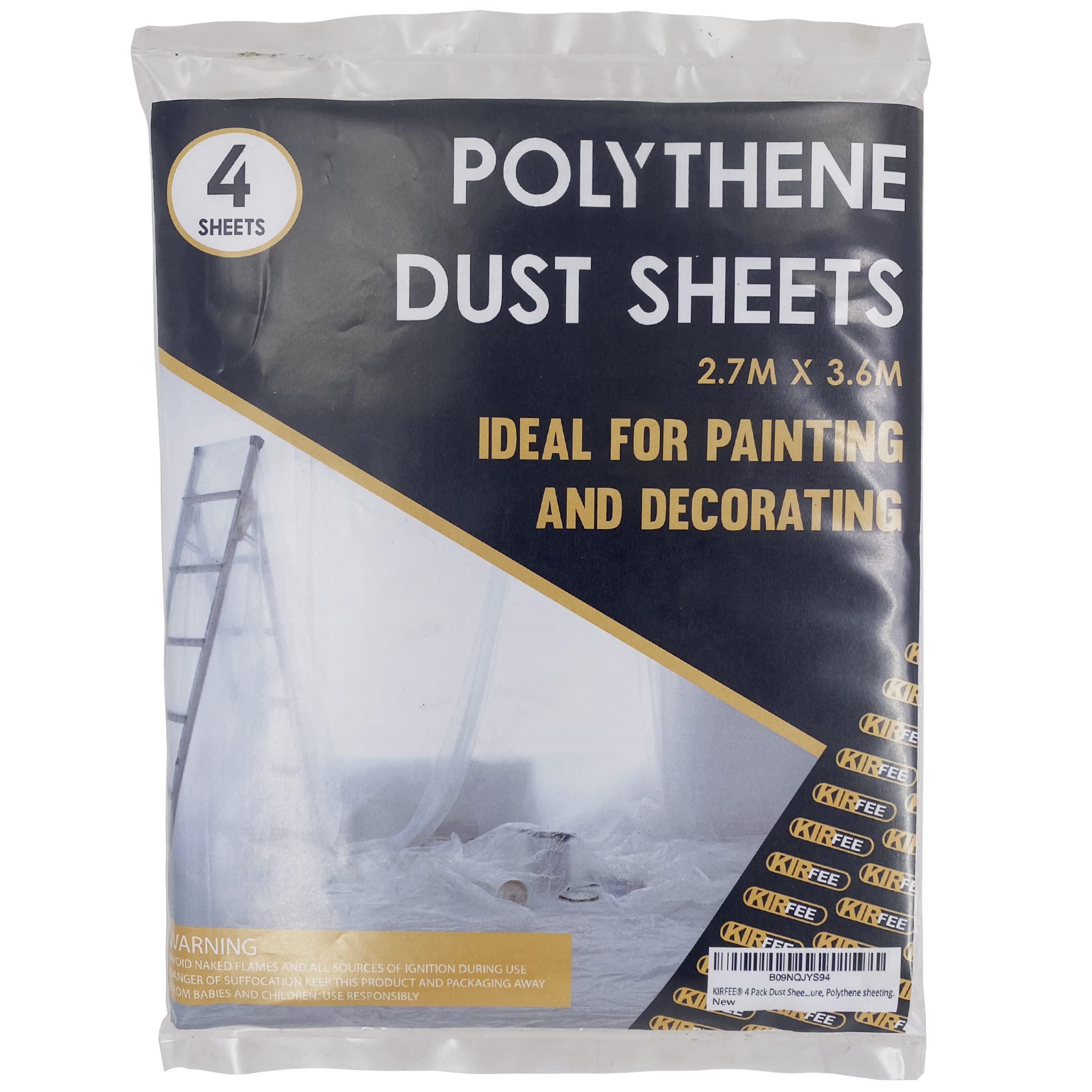 Buy KIRFEE® 4 Pack Dust Sheets For Decorating 3.6m x 2.7m (12ft x 9ft