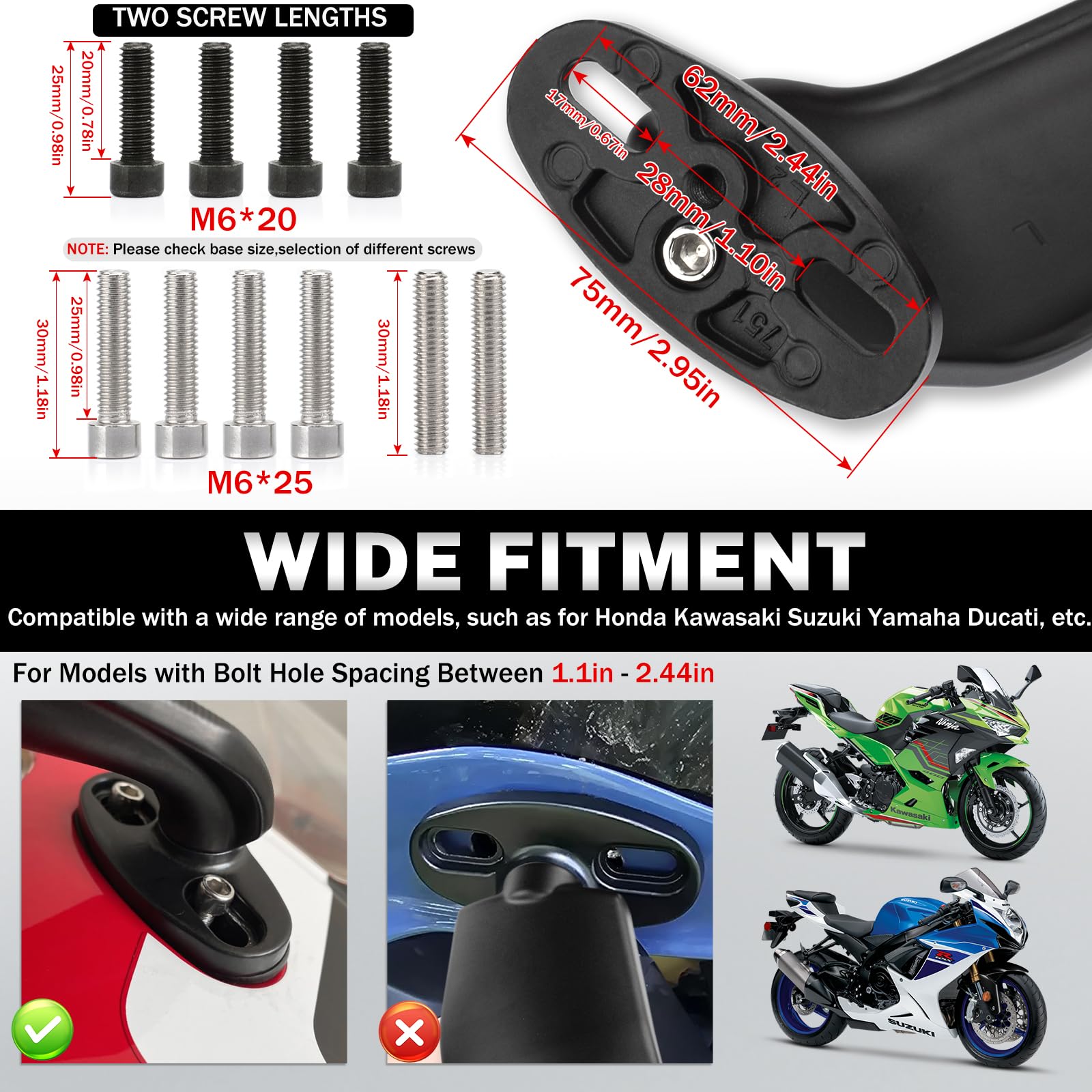 Amazon.com: XINGWU Large Motorcycle Mirrors Adjustable Rearview