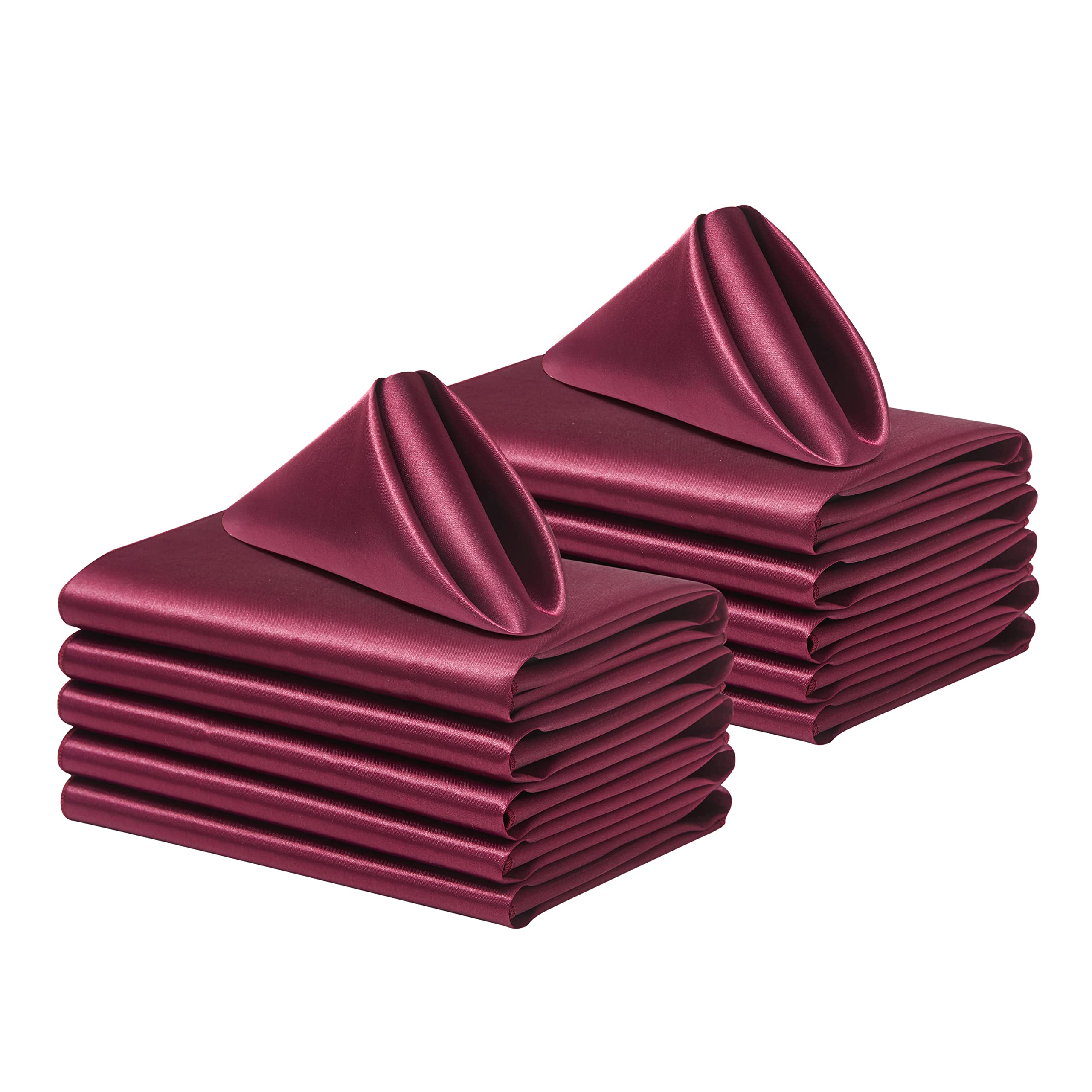 Counfeisly Burgundy 12 Pack Square Satin Dinner Napkins, 20X20 Inches Silky Soft Smooth Table Cloth Napkins For Restaurant Weddings Banquet Party Decoration,