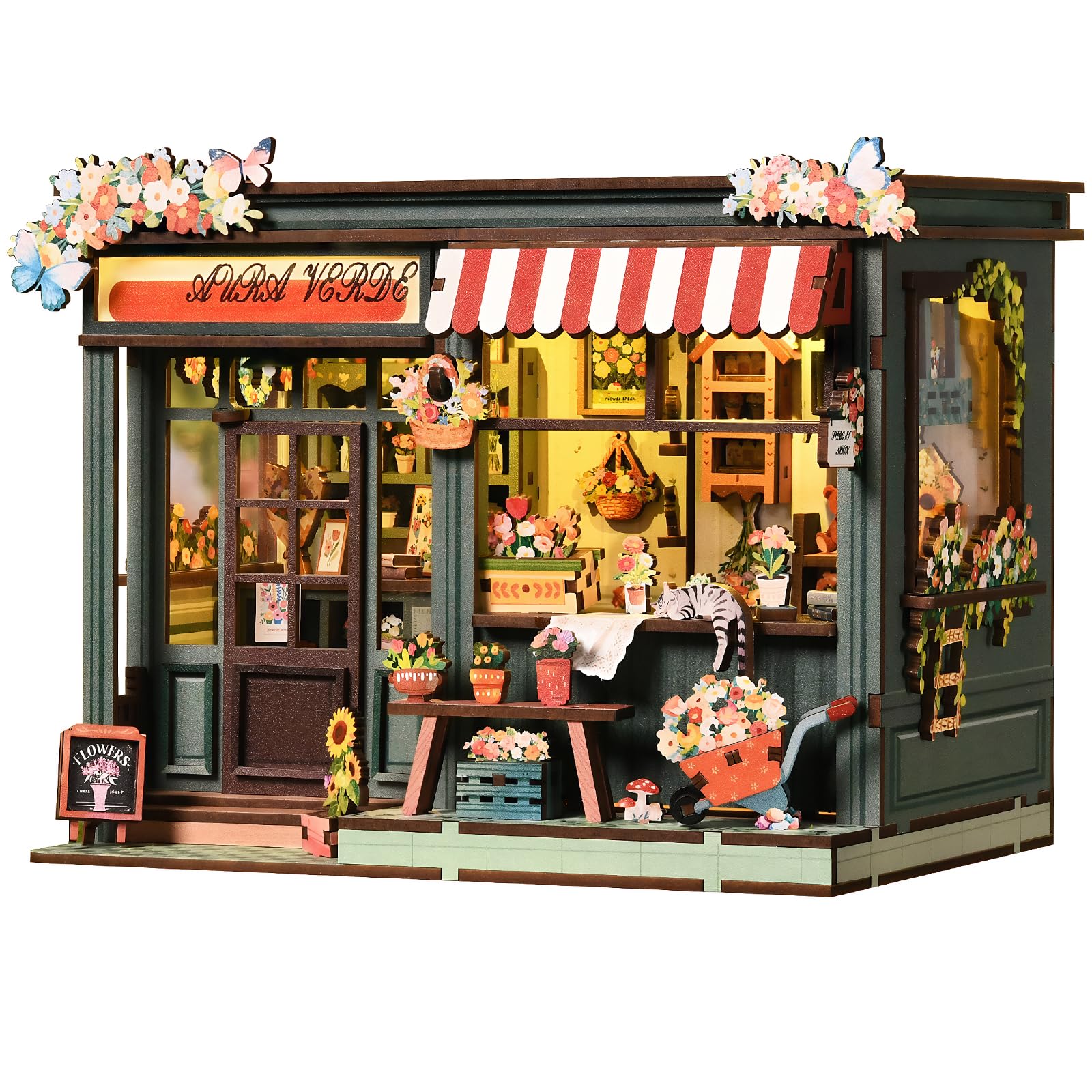 Book Nook Kit for Adults, 3D Wooden Puzzle DIY Miniature Flower Shop Kit