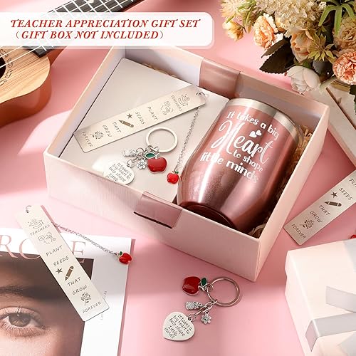 Miniatura 2 de Skylety Juego de 24 regalos de agradecimiento para profesores a granel para mujeres, 8 tazas de vaso para profesores, 8 llaveros para profesores y 8