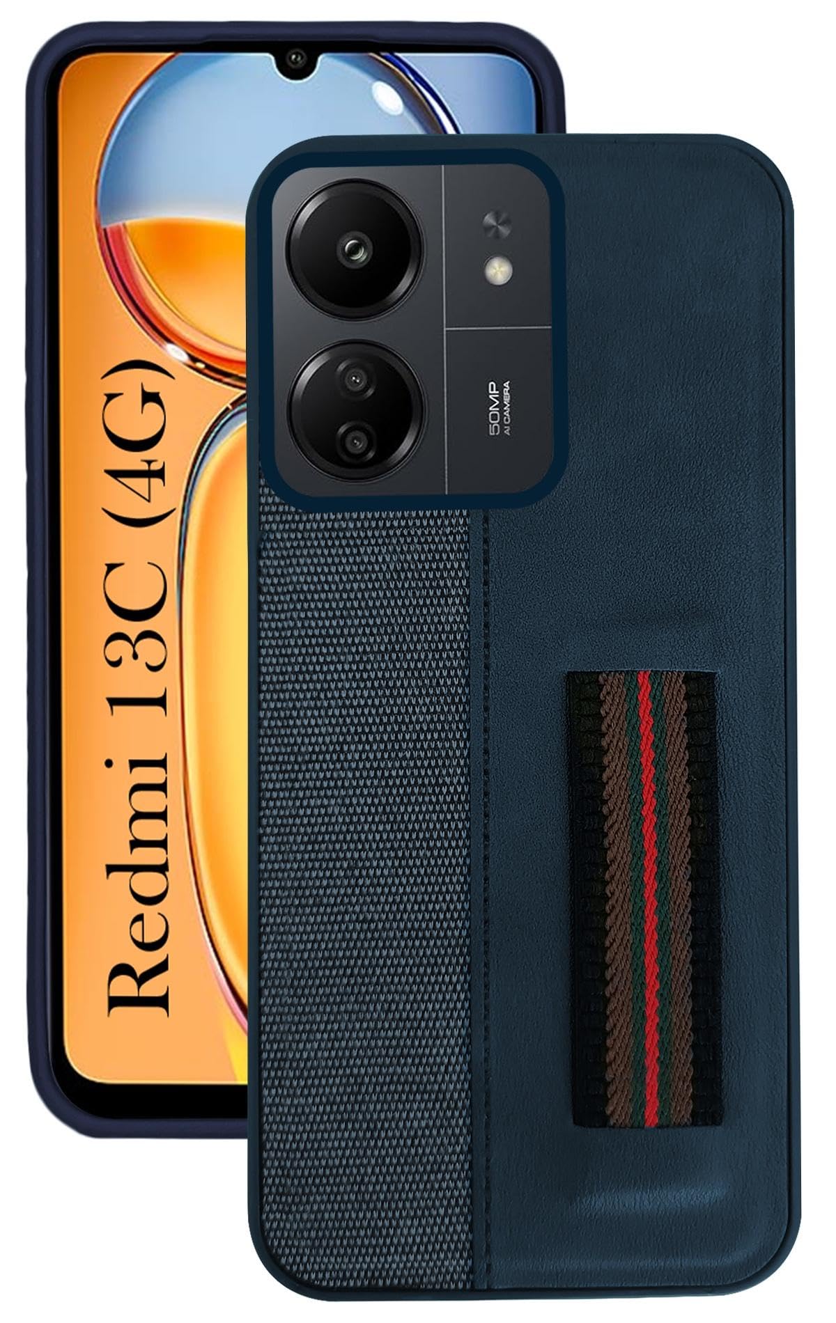 Jkobi Back Cover Case for Xiaomi Redmi 13C 4G (Professional PU Leather | Strip Chain Holder Socket | Blue) (B0CWCYMSWX) Amazon Price History, Amazon Price Tracker