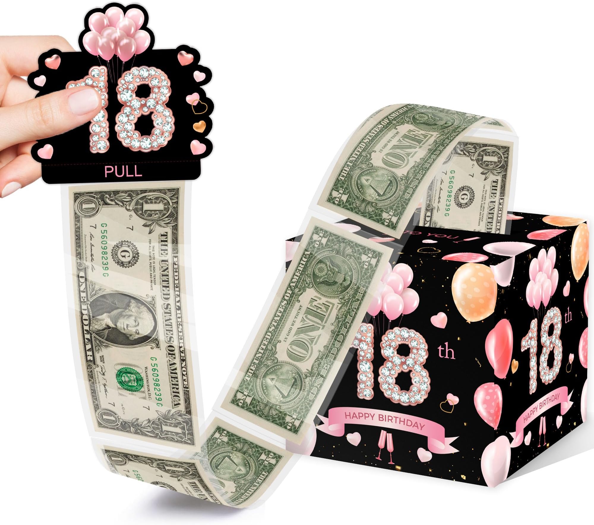 18th Birthday Surprise Gift Box, 18th Birthday Gifts for Boys Girls, Happy Birthday Money Gift Boxes for Cash, 18th Birthday Party Decorations Supplies（with 35PCS Bags）