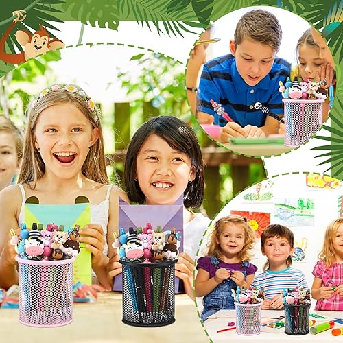 Miniatura 5 de Ctosree 36 juegos de bolígrafos con cuentas, de silicona, con cuentas de animales, de tinta negra, regalo escolar a granel, para oficina, escuela,