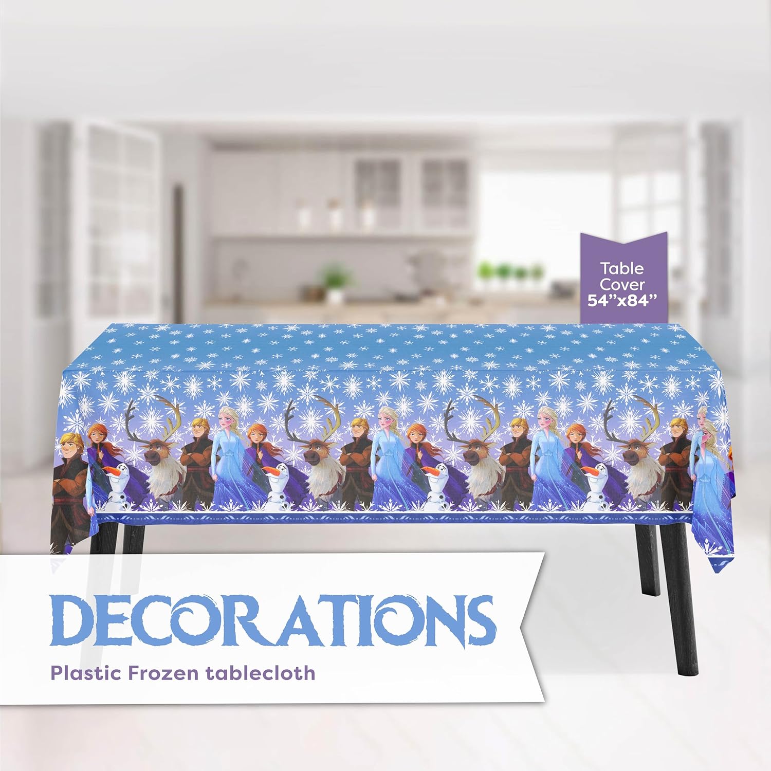 Frozen Birthday Party Decorations | Serves 16 | Tablecloth, Plates, Napkins, Sticker | Elsa Party Decorations | Officially Licensed