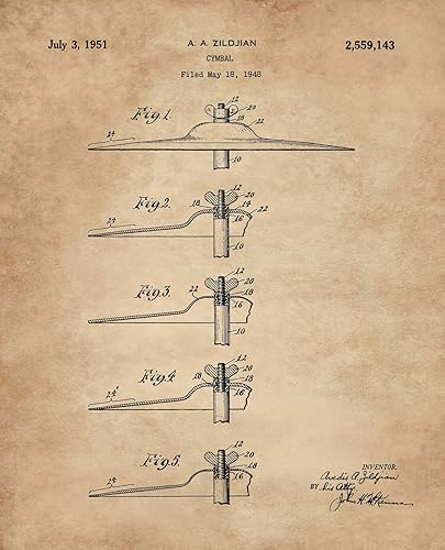 Miniatura 8 de Juego de 6 decoraciones de pared con música para hombres, de 8 x 10 pulgadas, sin marco, de patente de tambor, impresiones artísticas para sala de