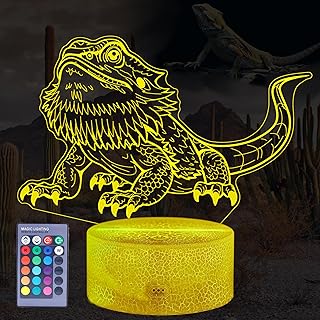 Bearded Dragon Gift, Bearded Dragons Night Light with Remote Control, 16 Colors Changing, RGB Flashing Mode, Dimmable, Great Bearded Dragon Tank Accessory and Decor