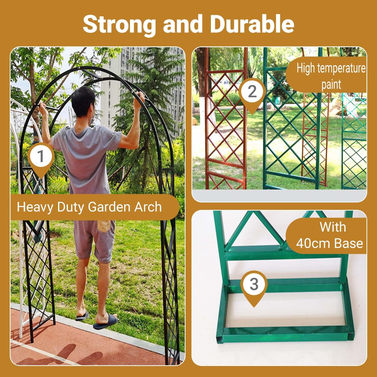 Treillis de jardin en métal réglable de 20 mm pour plantes grimpantes, arche de mariage, tonnelle de mariage, pour décoration extérieure, terrasse, jardin, paysage