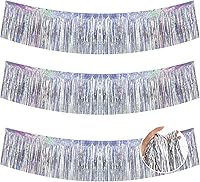 Vista 10 de BEISHIDA 3 paquetes de 9.1 metros de guirnalda de flecos de lámina metálica de oropel, serpentinas brillantes de color oro rosa para colgar