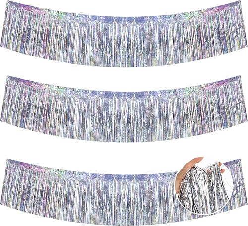 Miniatura 10 de BEISHIDA 3 Paquetes de Guirnalda de Flecos de Lámina Metálica Arcoíris Oscuro para Colgar en la Pared, Banderas de Oropiel para Halloween, Flotas