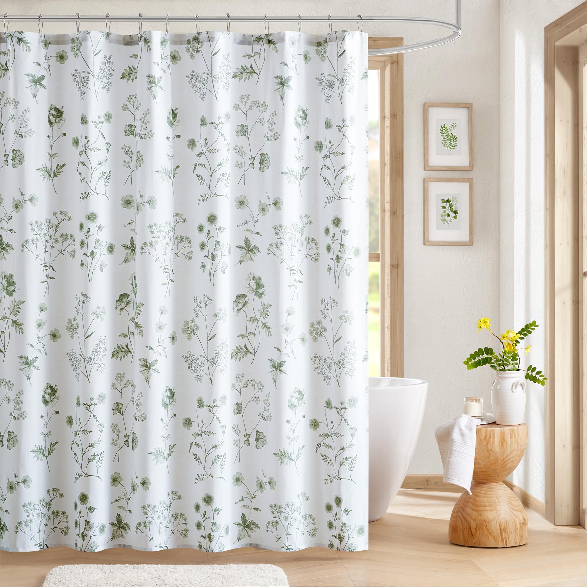 Cotton Shower Curtains Amazon.com: NDDYCU Sage Green Floral Vintage Shower Curtain,Cottage