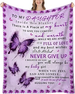 Daughter Gifts from Mom Dad - to My Daughter Blanket, Daughters Birthday Gift, Christmas丨Mothers Day丨Birthday Gifts for Daughters Adult, Soft Flannel Throw Blankets, Purple Butterfly, 60"x50"