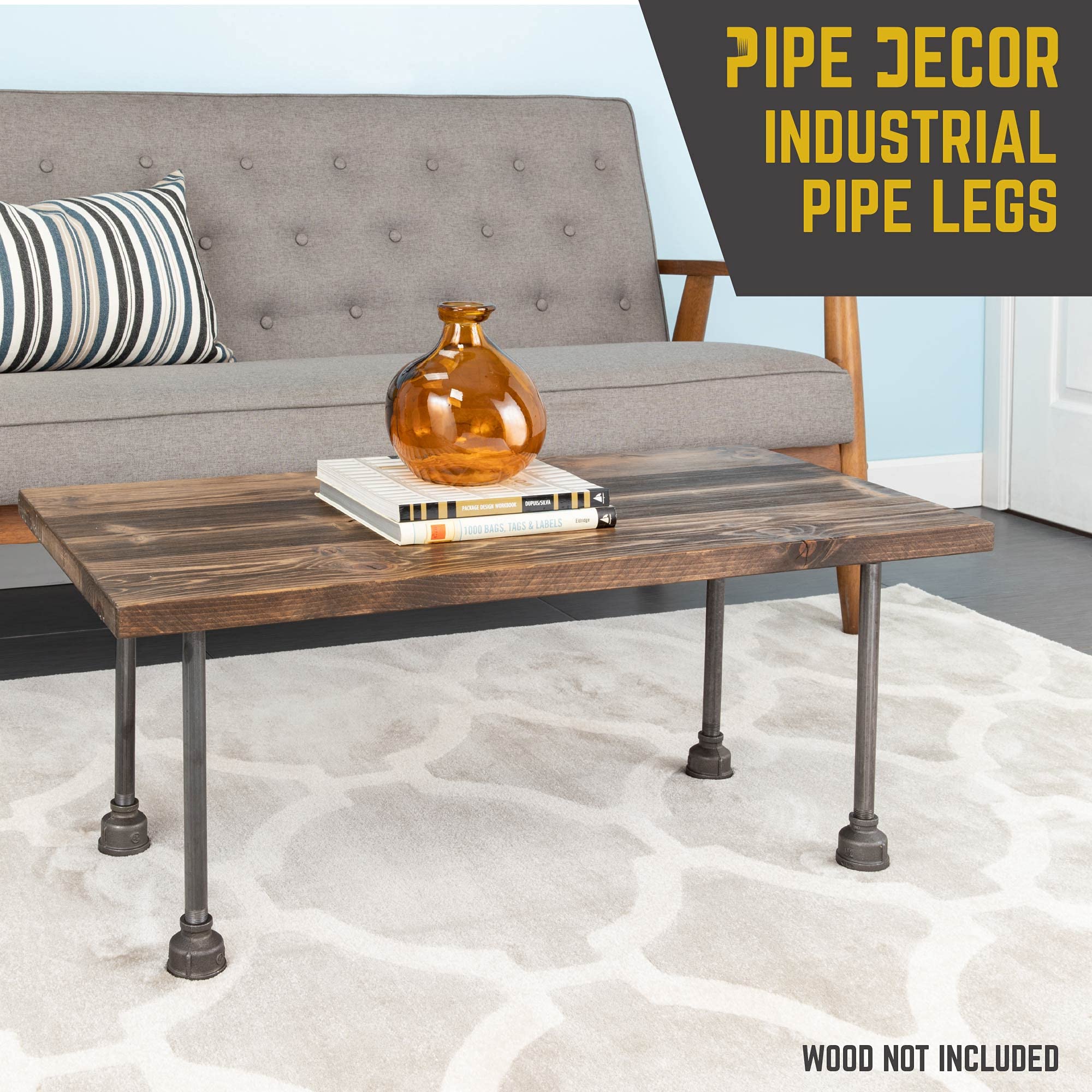 Rustic Industrial Pipe Decor Table Legs, Authentic Industrial Steel