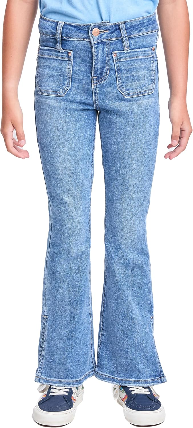 YMI Jeans Girls Girls Flare Front Patch Pocket Side Slit Hem Jeans