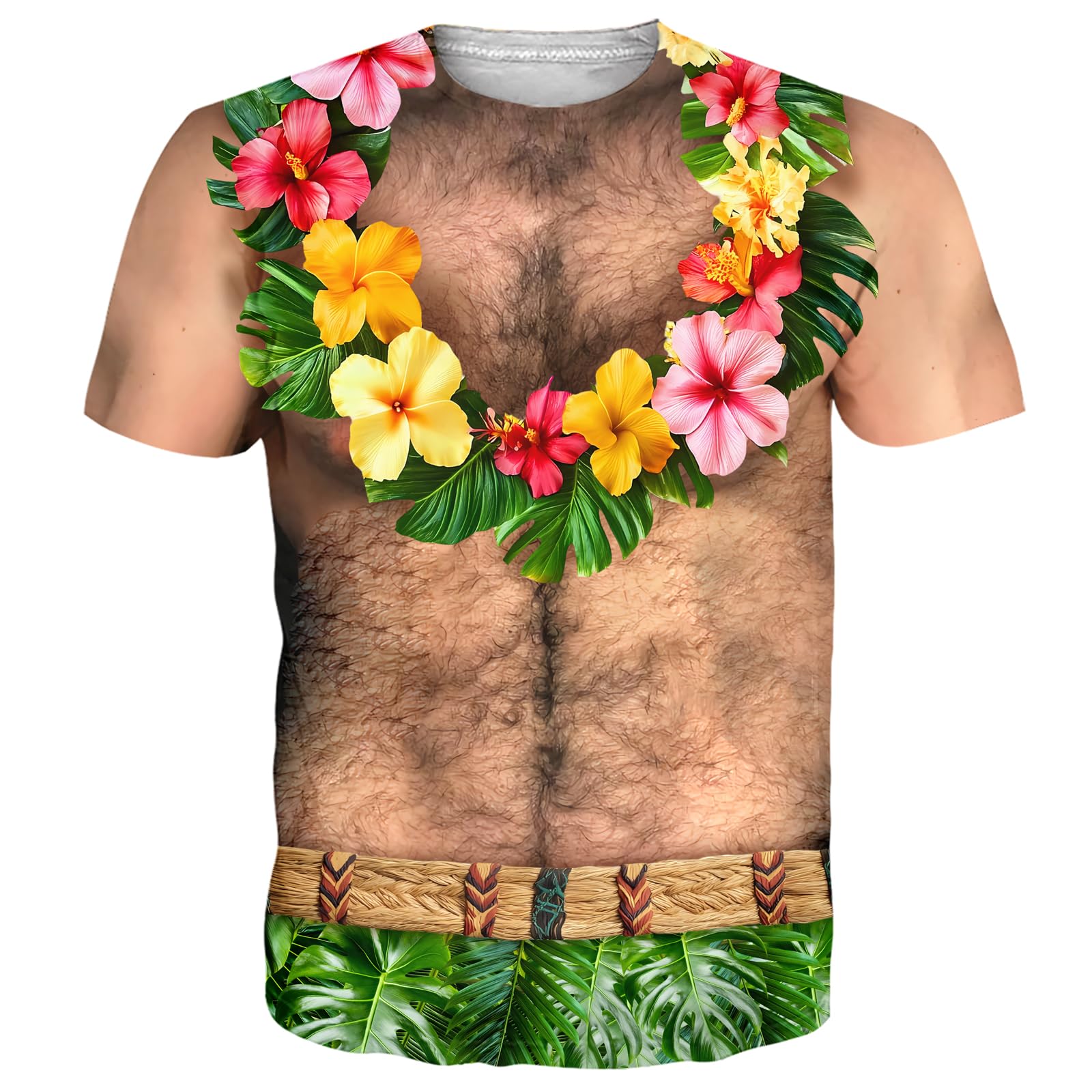 Goodstoworld Mens Hawaiian T-Shirt, Hawaiian Hairy 01, XXL