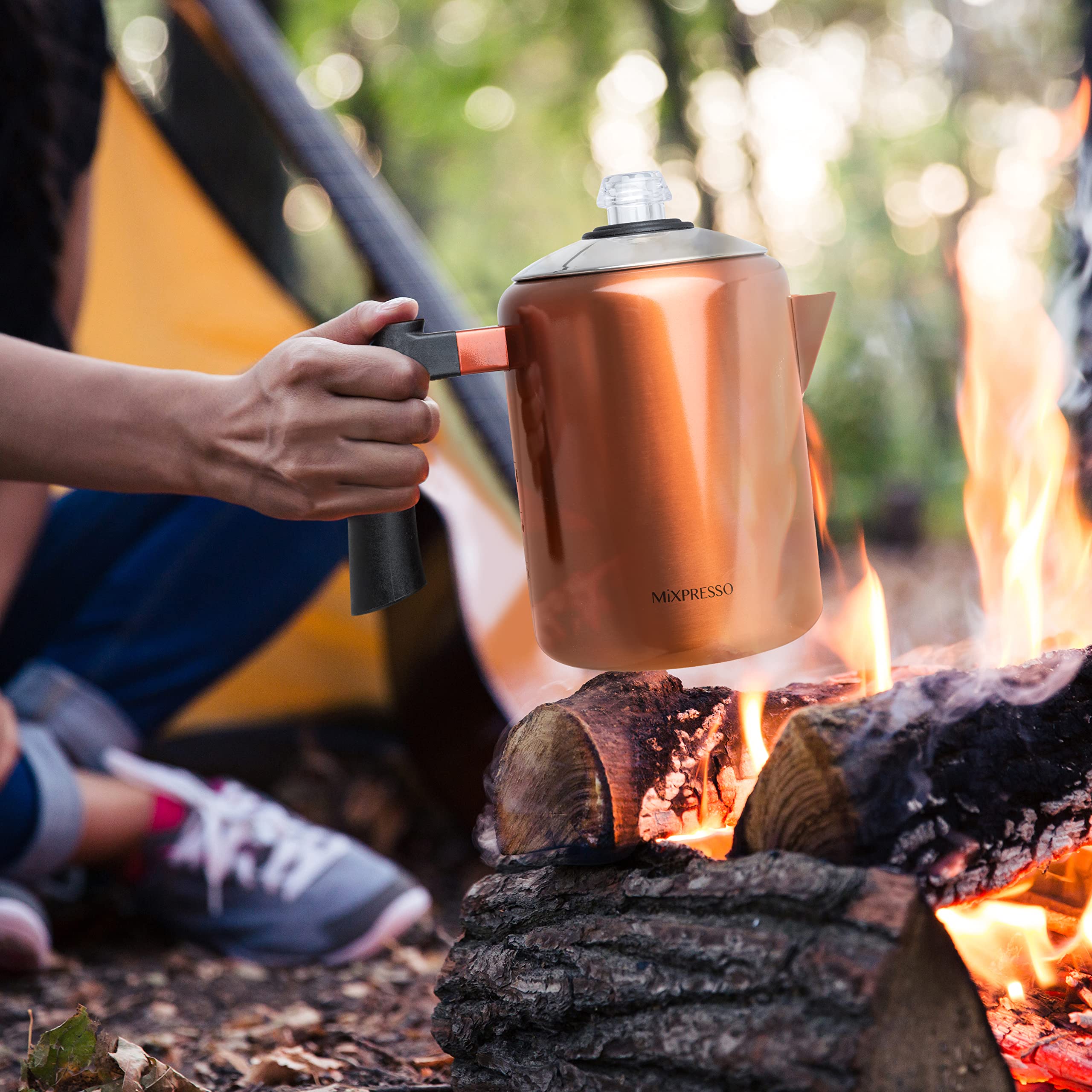 Mixpresso Stainless Steel Stovetop Coffee Percolator, Percolator Coffee Pot, Excellent For Camping Coffee Pot, 5-8 Cup (Copper)