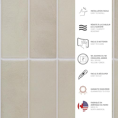Miniatura 4 de SMART TILES Protector contra salpicaduras para despegar y pegar, 5 hojas de 11.87 x 9 pulgadas, adhesivo 3D para cocina, baño, azulejos de pared