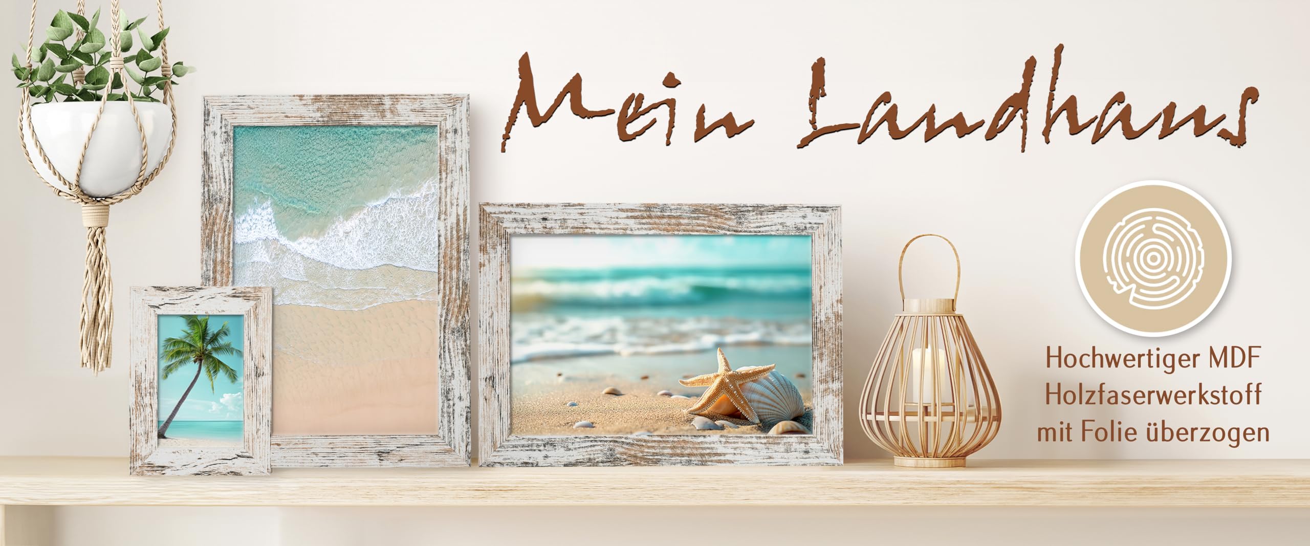 Cornice Lava In MDF Con Effetto Legno - Multiuso Per Foto E Collage Vintage - Dimensioni 50x70 Cm Con Vetro Acrilico Leggero - 3