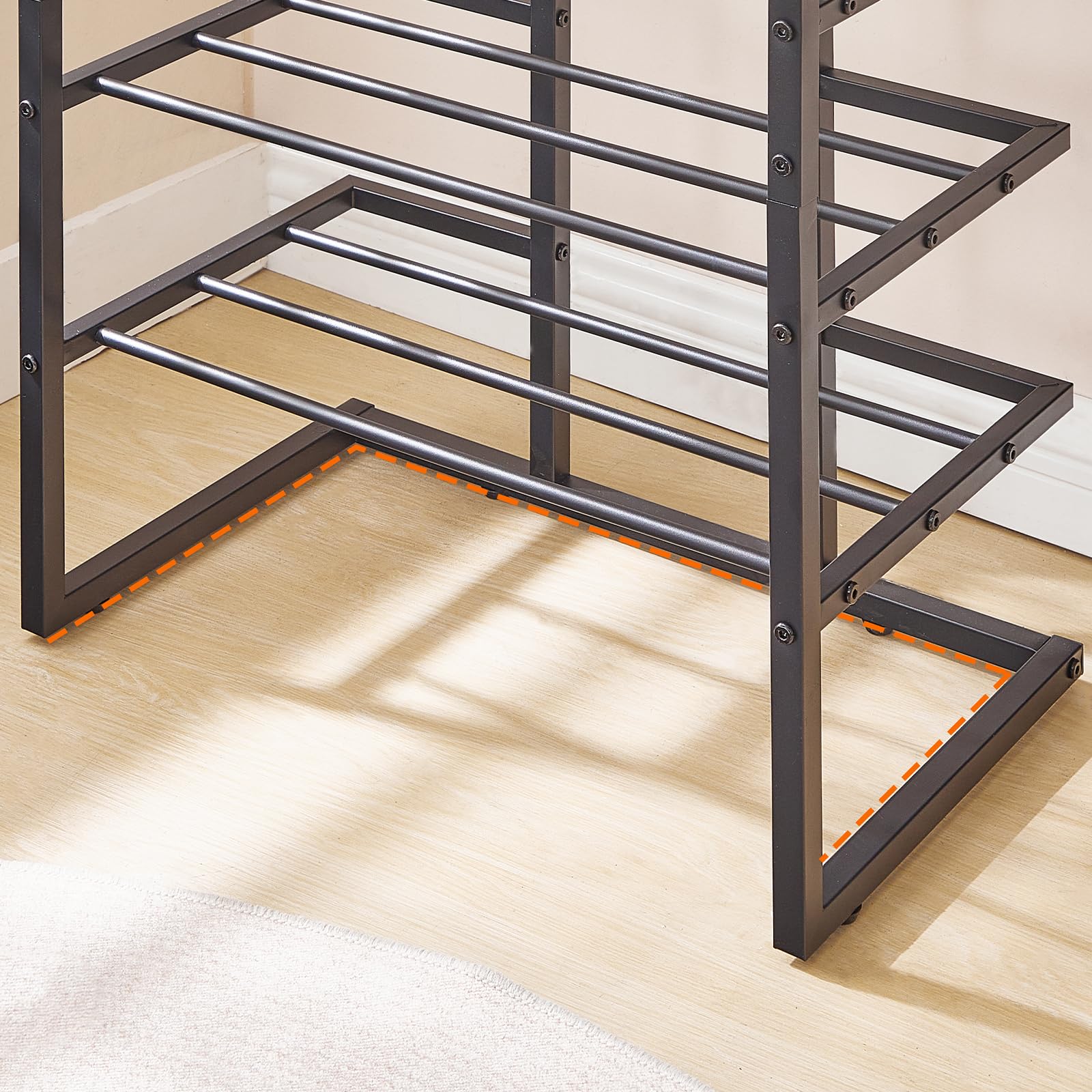 HOOBRO Scarpiera a 5 Livelli in Stile Industriale, Scaffale Portascarpe, Struttura in Metallo con Base a U e Piedini Regolabili, Marrone Vintage e Nero EBF54XJ01