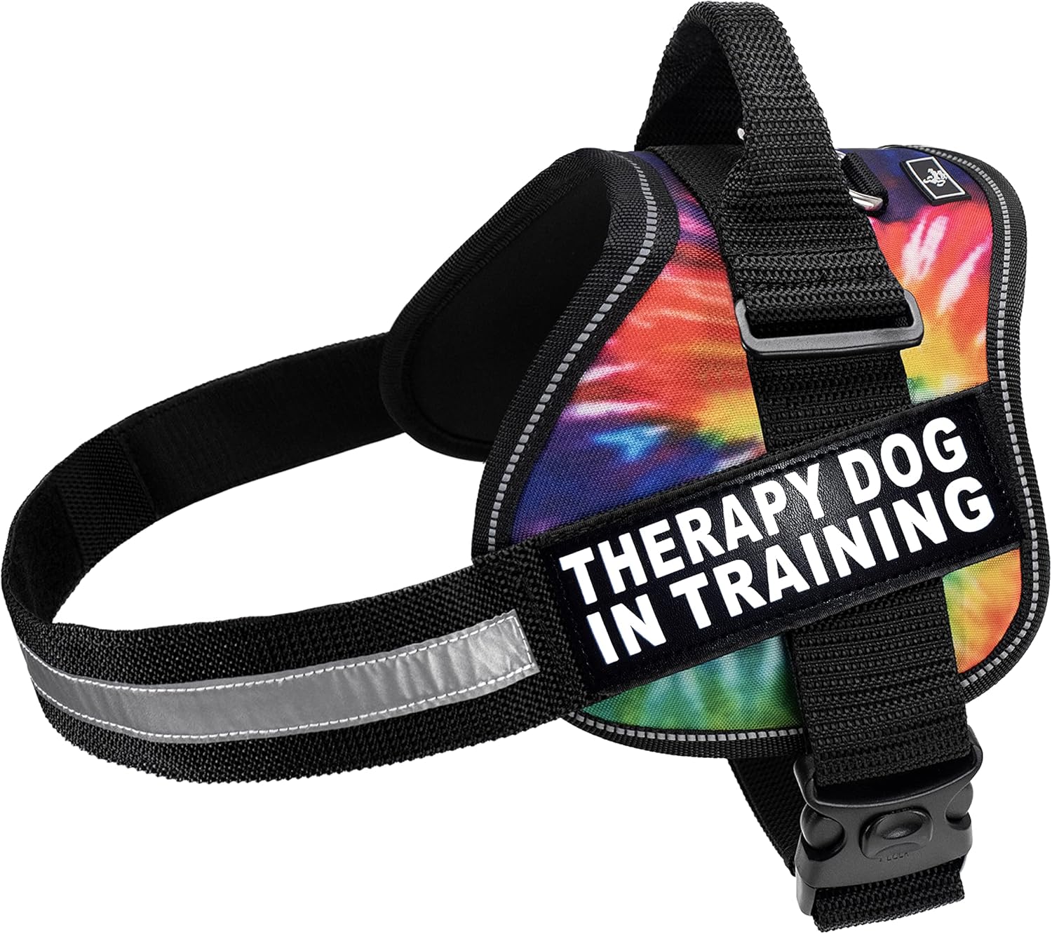 Therapy Dog in Training Nylon Dog Vest Harness. Purchase Comes with 2 Reflective Therapy Dog in Training Removable Patches. Please Measure Your Dog Before Ordering (Girth 28-38", Tie Dye)