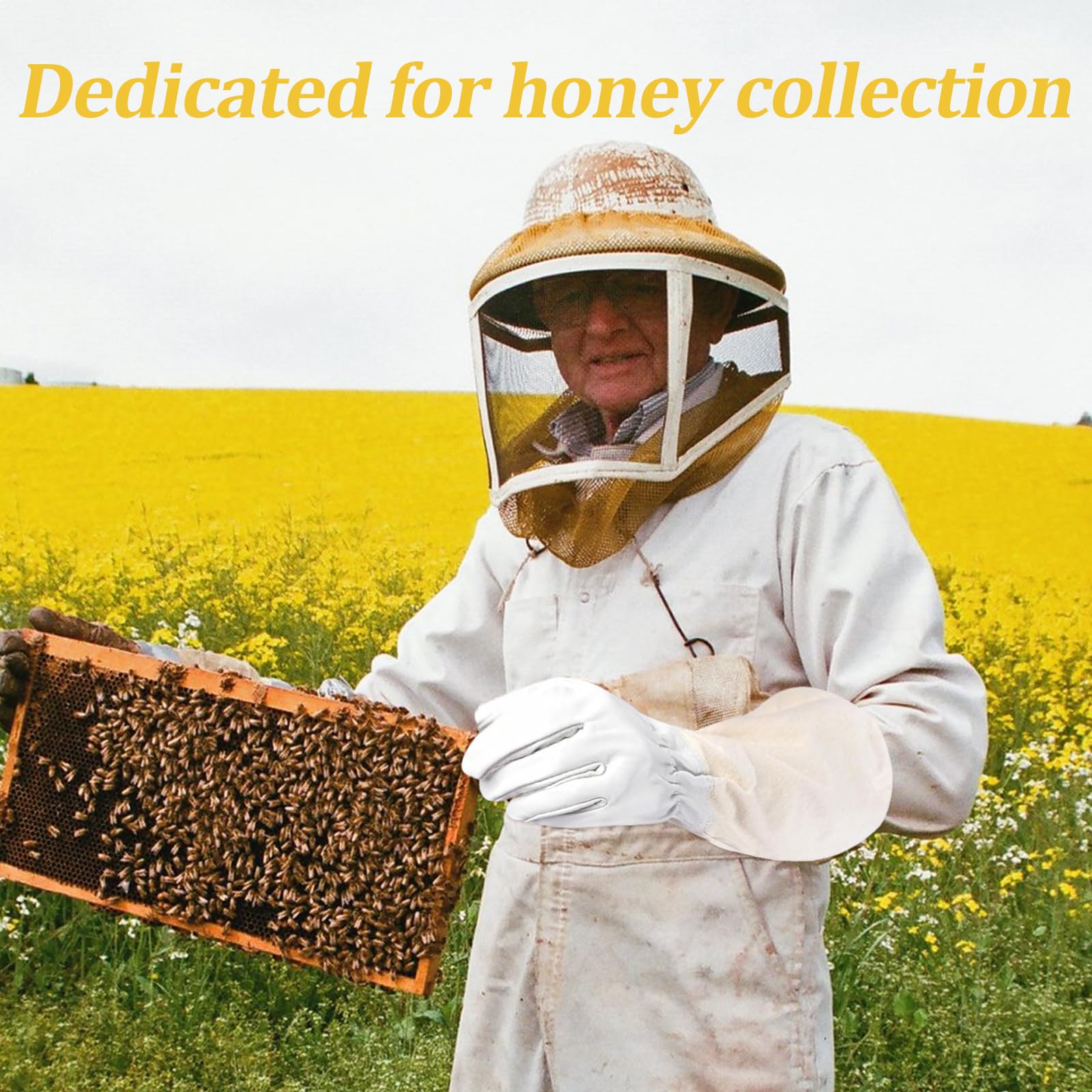 1 paire de gants d'apiculture Anti-abeille, protection respirante à manches longues en toile et cuir de chèvre, gants d'apiculture confortables – acheter aux petits prix dans la boutique en ligne