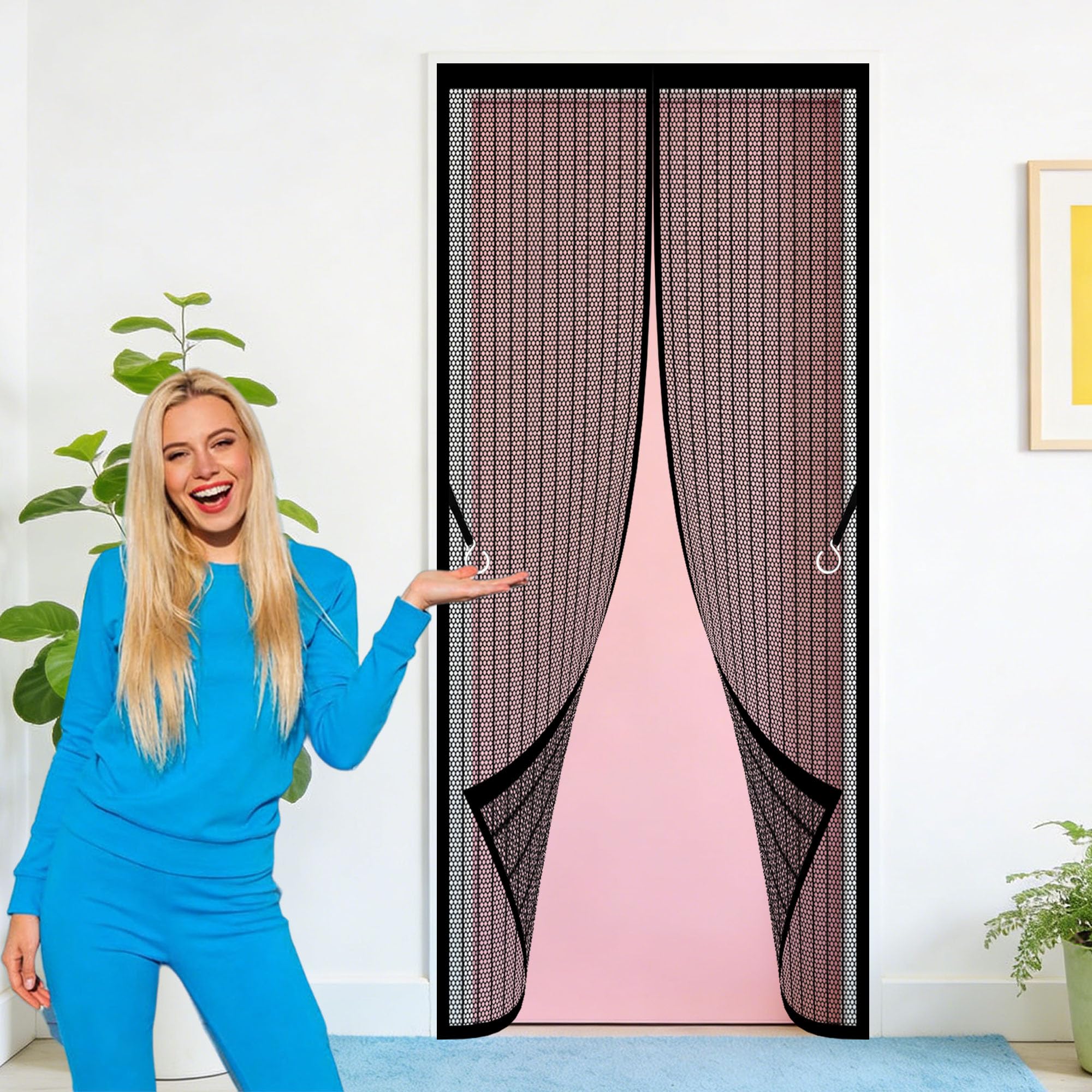 Moustiquaire de porte aimantée 92 x 257 cm pour salon et chambre