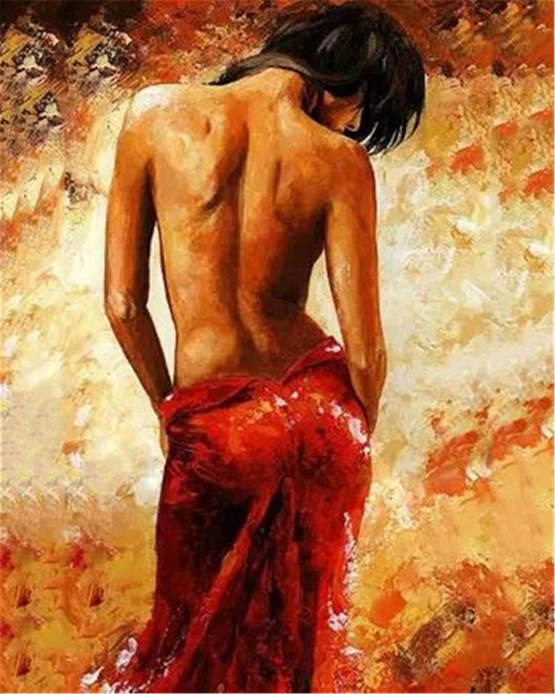 CaptainCrafts Paint by Numbers for Adults, Paint by Number DIY Oil Painting Paint by Number Kits Linen Canvas 16x20 Inch Wall Art House Decor Gifts (Frameless, Sexy Woman)
