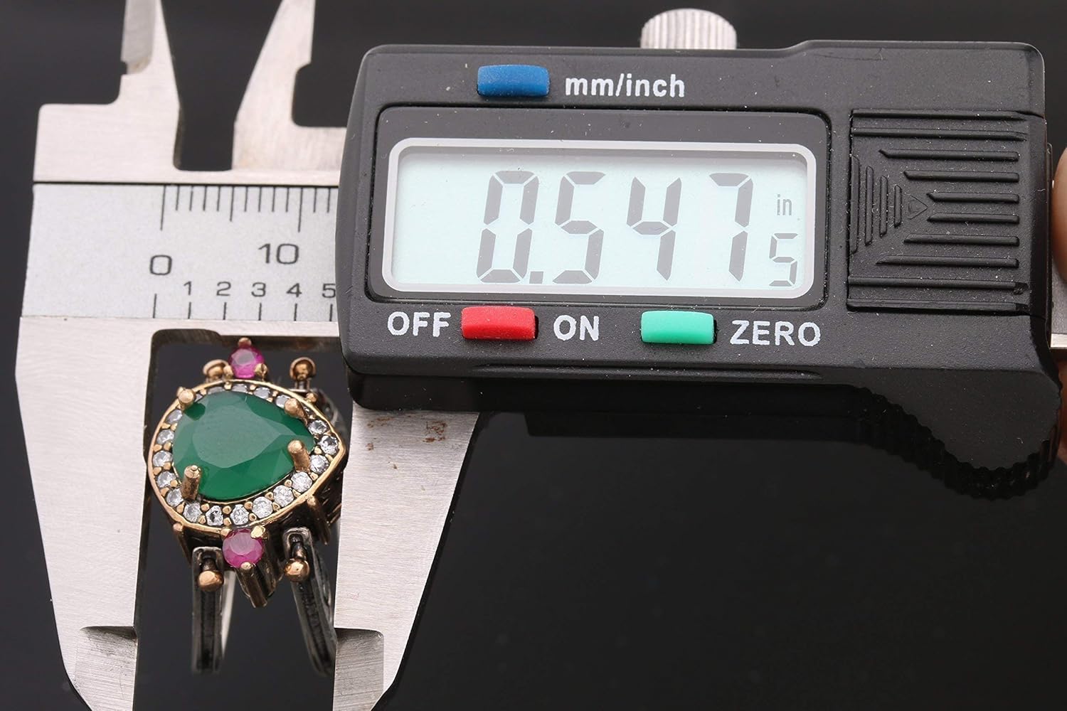 Elegant Reversible 925 Sterling Silver Ring for Women Jewelry - Handcrafted in Turkey, Featuring Drop Shape Pear Cut Emerald Ruby Jade 925 Sterling Silver Ring Size - Image 9