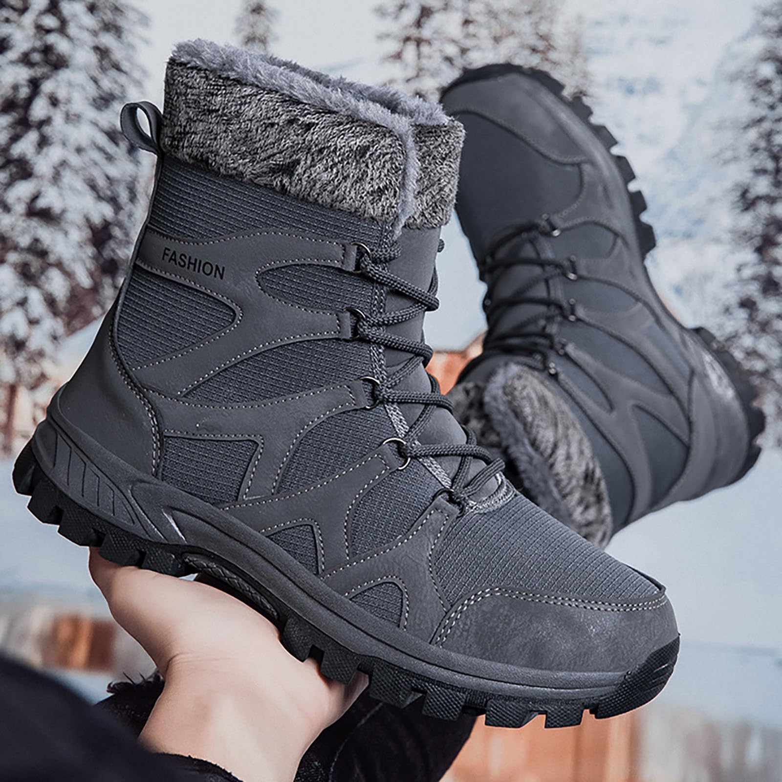 Chaussures Fourrées Homme Bottes de Neige Froides d'hiver Chaussures en Coton Rembourrées Chaussures de Neige pour Hommes et Femmes Chaussures de Ski en Plein Airbotte Femme Neige
