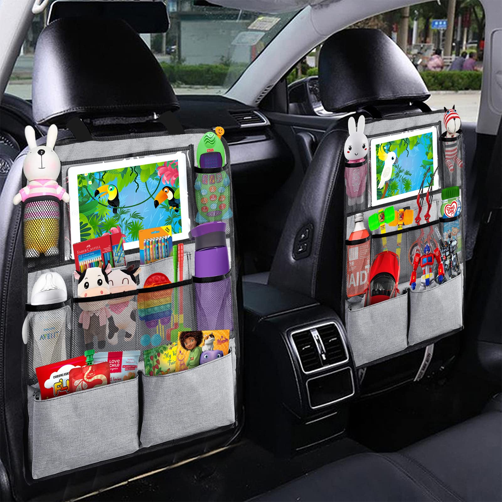 AiQInu Organizador para asiento trasero de automóvil con mucho espacio de almacenamiento, protector para niños (1 pieza)
