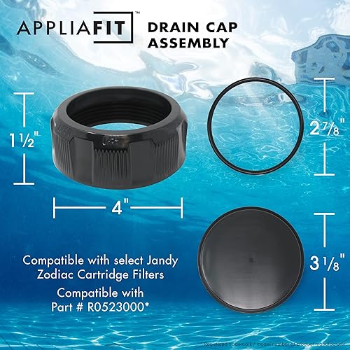 Miniatura 2 de AppliaFit Conjunto de tapa de drenaje de filtro compatible con Jandy Zodiac R0523000 para filtros seleccionados de piscina y spa y cartucho (paquete