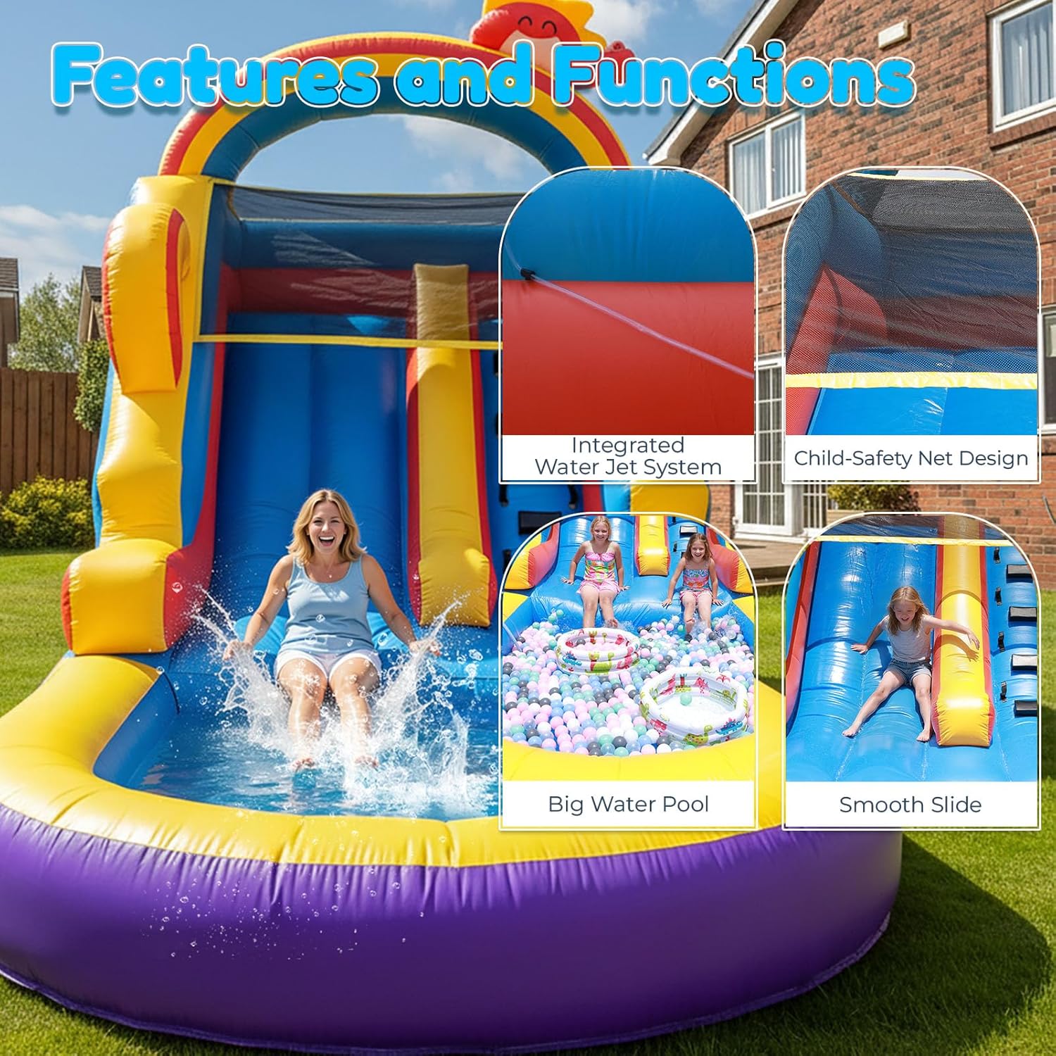 21ft Giant Inflatable Water Slide with Large Pool & Blower – Commercial-Grade Backyard Water Slide for Kids，Adults & Family Outdoor Summer Fun – Heavy-Duty PVC Bounce Slide (21FT×9FT×12.8FT)