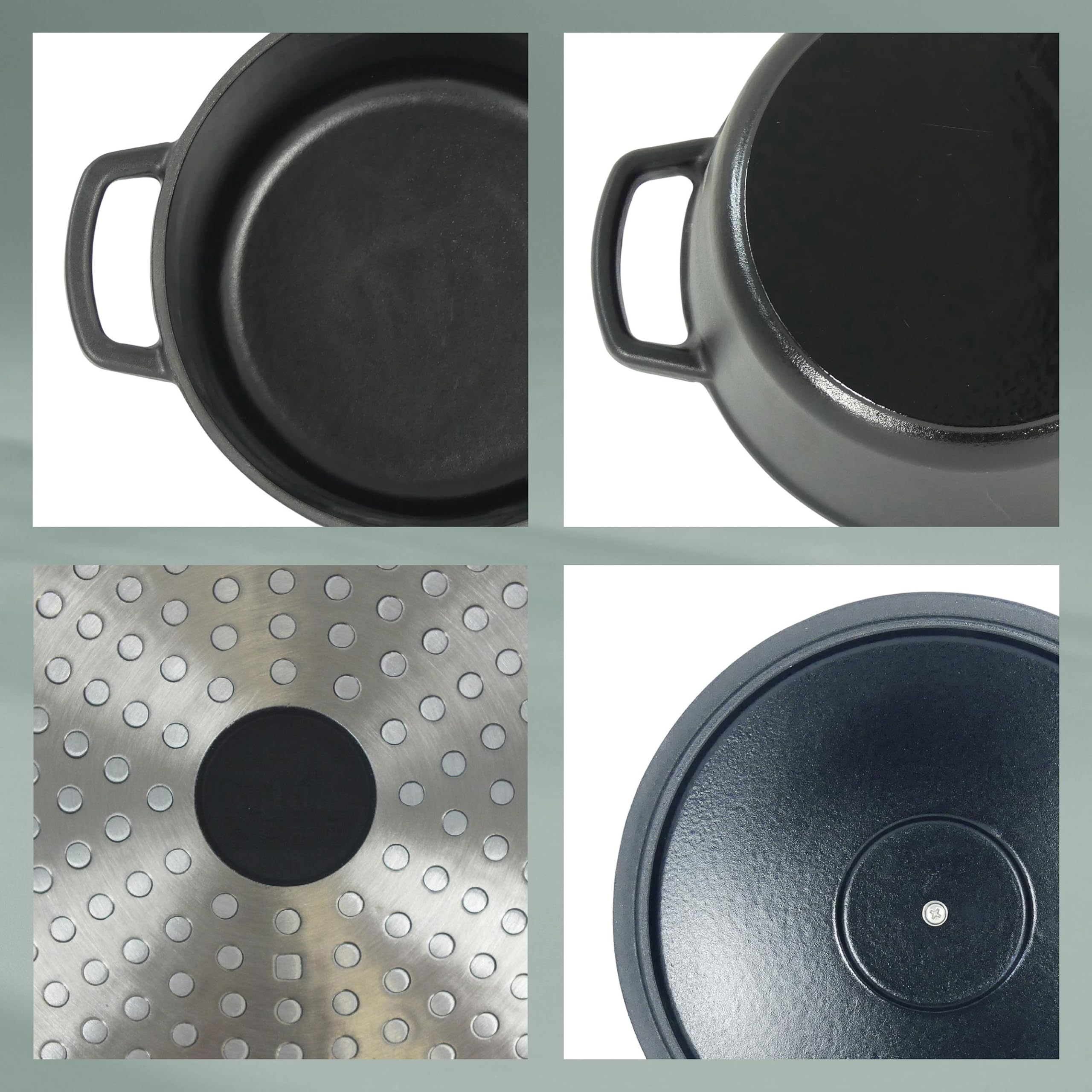 kela Bräter Gusseisen rund 3,8 Liter, Dutch Oven CALIDO, Induktion Gussbräter mit Deckel, Gusseisen Topf Brot backen, emailliert, schwarz