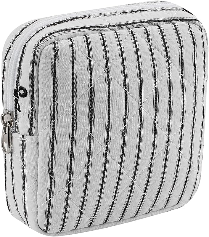 Necessaire de maquiagem acolchoada listrada RSRSLEII, 24 Black Stripes