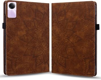 Full Protective Case For Xiaomi Redmi Pad SE 11inch Slim Lightweight Embossed PU Leather Flip Holder Tablet PC Case Card Slot Tablet Case(Brown)