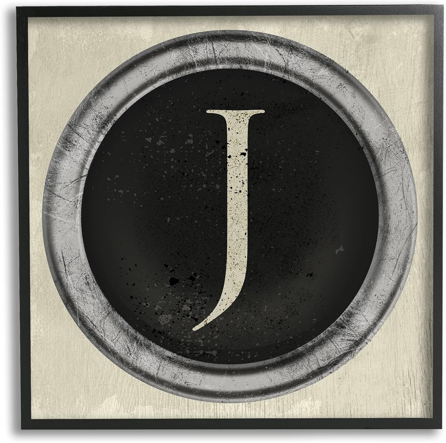 Letter J Initial Vintage Shape Typewriter Key